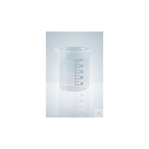 Griffin beaker, PP, printed blue scale, 2000 ml transparent