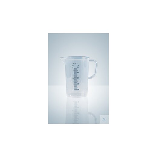 Measuring jug, PP, blue grad. scale, 250 ml, highly transparent