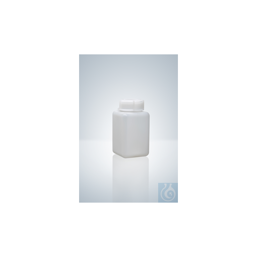 Vierkantflasche, weithals, PE-HD, natur, 20 ml, Höhe 38 mm, GL 28, 35x35 mm