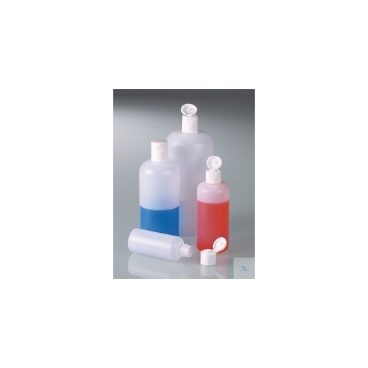 Round bottle with flip-top closure, HDPE, 100 ml