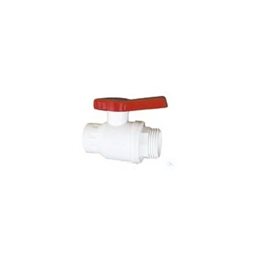 Ball valve PP white,1/2internal-M29x1,75 external,NW 15mm