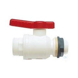 Ball valve PP white,1/2male-M29x1,75 male,NW 15mm