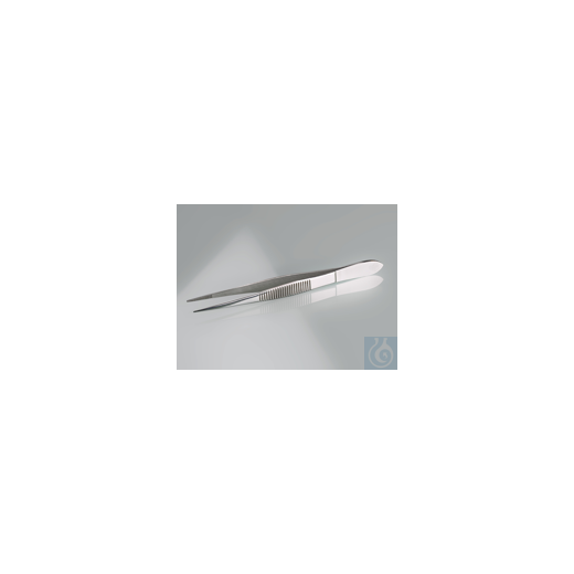 Tweezers stainless steel pointed, straight pattern, 105mm