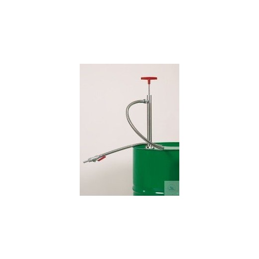 Stainless steel barrel pump with hose and tap, 36 cm