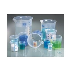Laborbecher, Griffinbecher PP, 3000ml, blaue Skala