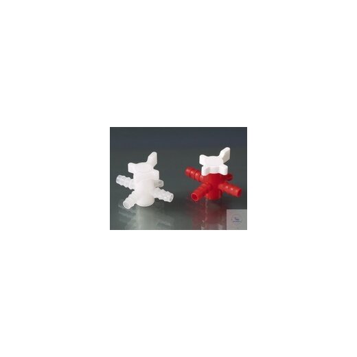 Three-way valve, PP/PE, Ø 11-13mm, NW 8mm, red/white