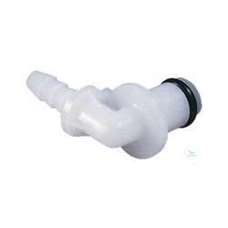 CPC Coupling POM, male, with valve, elbow Ø 6,4mm