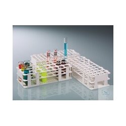 Test tube rack, PP, white, for 24 tubes up to Ø 25mm