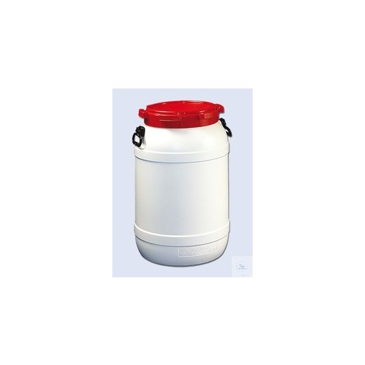WF10 behroplast wide neck drum 10 l white with red screw cap without handles