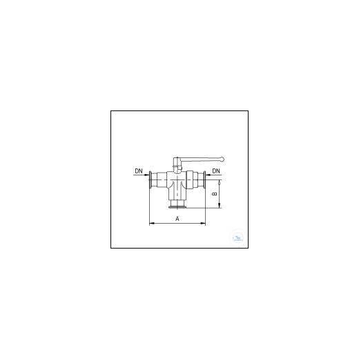 3-Wege-Kugelhahn manuell DN 25 KF, Typ DN 25 DN...KF, A 130 mm, B 65 mm Leckrat