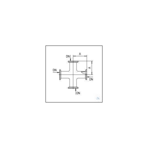 KF cross piece stainless steel DN 40, type DN 40 KF, A 65 mm,