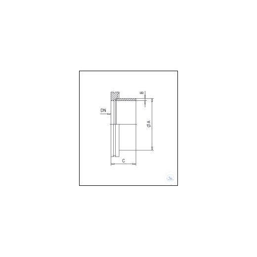 ISO-K flange with short pipe stainless steel DN 100, type DN 100 ISO-K, A 108 mm, B