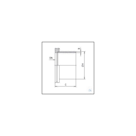 ISO-K flange with long pipe stainless steel DN 63, type DN 63 ISO-K, A 76.1 mm, B 3.6