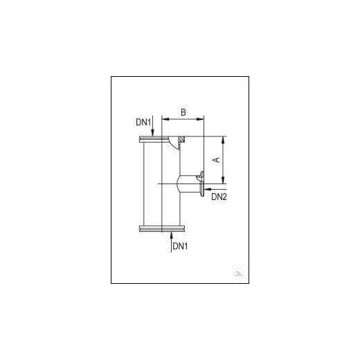 ISO-K/KF transition tee stainless steel DN 63/16, type DN 63/16 ISO-K/KF DN1/DN2, A