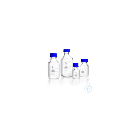 DURAN® Laborflasche Vierkant, klar, mit DIN 168-1 Gewinde, graduiert