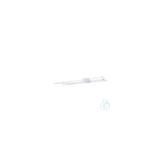 Bulb pipette, soda-lime glass, class AS, blue print, CoC, batch certificate