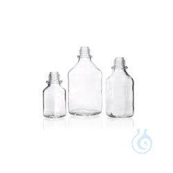Square screw-top bottle, soda-lime, clear, narrow neck,...