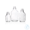 Square screw top bottle, soda lime, clear, narrow neck, tall form, with DIN-thread