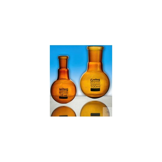 Mittelhals-Rundkolben, 100 ml, NS 19/26, braun eingefärbt, DIN 12348, VE = 10