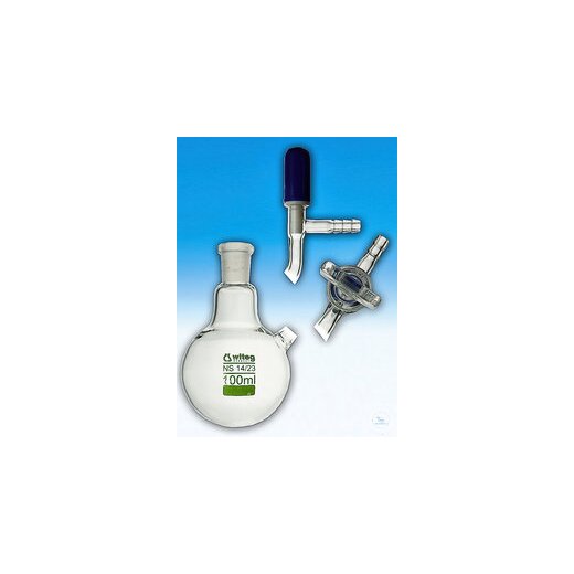 Schlenk flask 50 ml, NS 29/32, with lateral stopcock 45 ° and hollow plug,