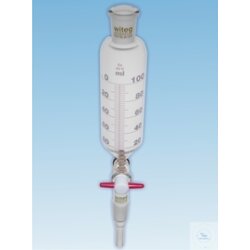 Dropping funnels, cylindrical, tap plug with thread lock,...