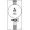 Dropping funnel, spherical, ungraduated, NS stopcock plug w. threaded stopcock safety device,