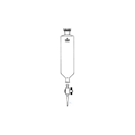 Scheidetrichter, 1000 ml, zyl. Boros., ungrad. abnehmb. PTFE-Hahn, DIN 12566,