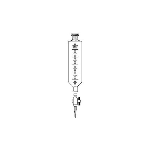 SEPARATING FUNNEL, 50:1 ML, CYL. GRADE, BOROS., DETACH. PTFE COCK, DIN 12566,