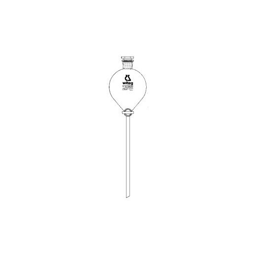 Scheidetrichter, 50 ml, Kugelf., massiven NS-Hahn-Küken, PE-Stopfen, NS 1