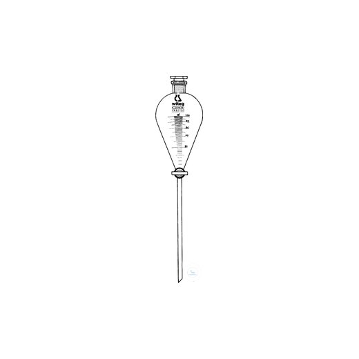 Squibb separatory funnel, borosilicate glass 3.3, w. PE stopper with glass plug,