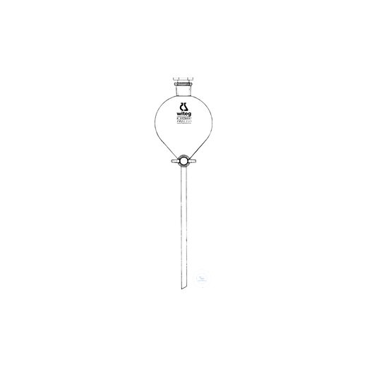 Separatory funnels, spherical, with NS-PTFE plug, PE stopper, 50 ml hole