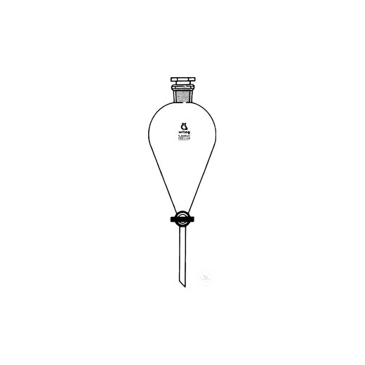 Separatory funnel, 100 ml, conical, ungraded, made from DURAN tube, PTF