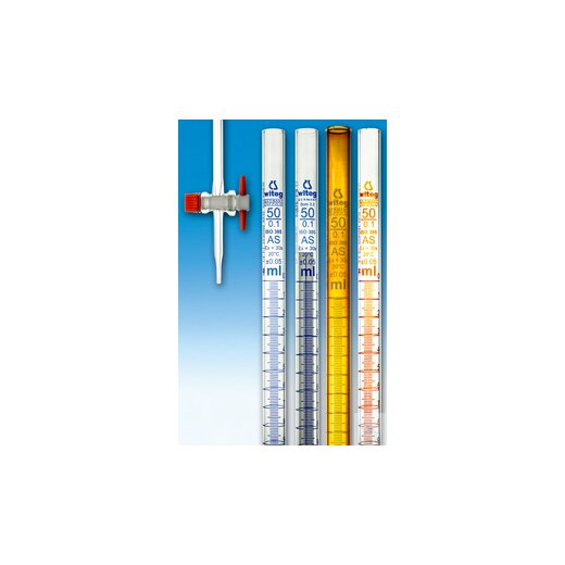 Büretten 25 ml:0,05; Kl-AS, Klarglas, KB, gerader Hahn, PTFE-Küken VE = 2 Stüc