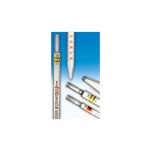 Graduated pipettes 0.2:0.01 ml, class B, fully drained, colour code-1 x black, after