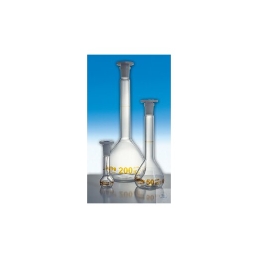 Volumetric flasks, 10 ml, class A, conformity certified, NS 10/19, PE-St