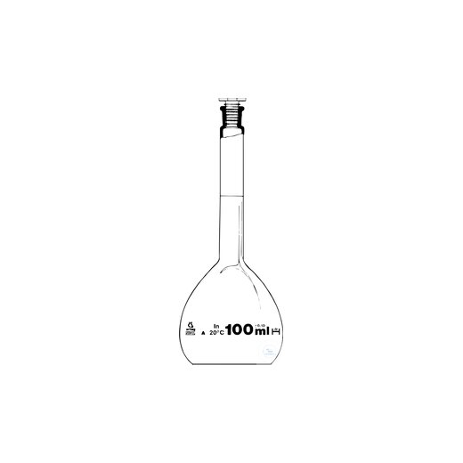 Volumetric flask, 25 ml, class A, conformity certified, NS 12/21, with A