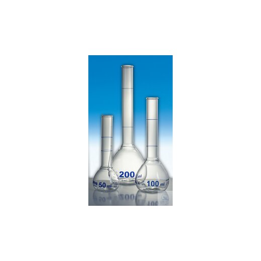 Volumetric flask for sugar analysis, with 2 marks, 50/55 ml, made of DURAN tube