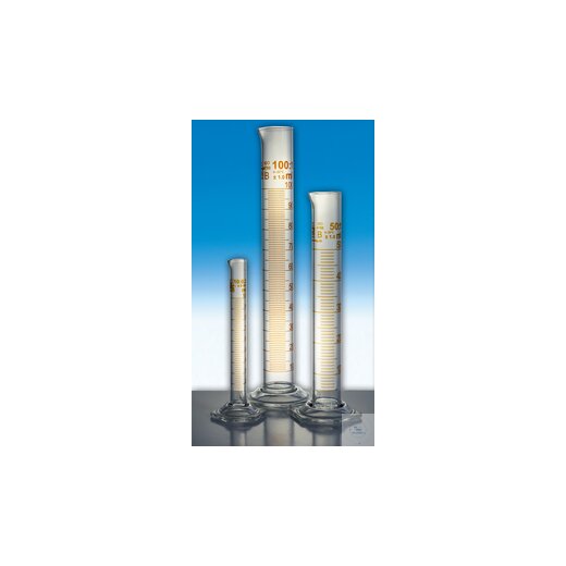 Graduated cylinder, H.F., Class B, with hexagonal foot, 100 : 1.0 ml, manufactured