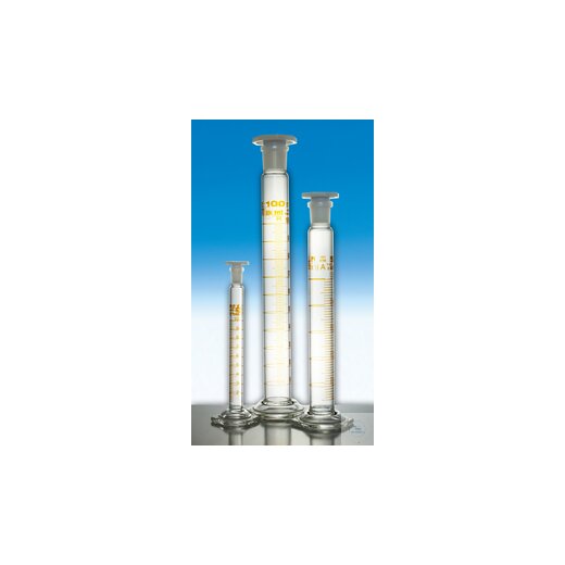 Mixing cylinder, class AS, 10 ml, NS 10/19, hexagonal foot, PE stopper,