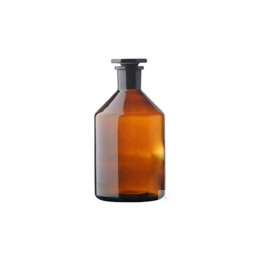 Enghals-Steilbrustflaschen, 250 ml, NS 19/26, braun, mit NS-Glasstopfen, massiv