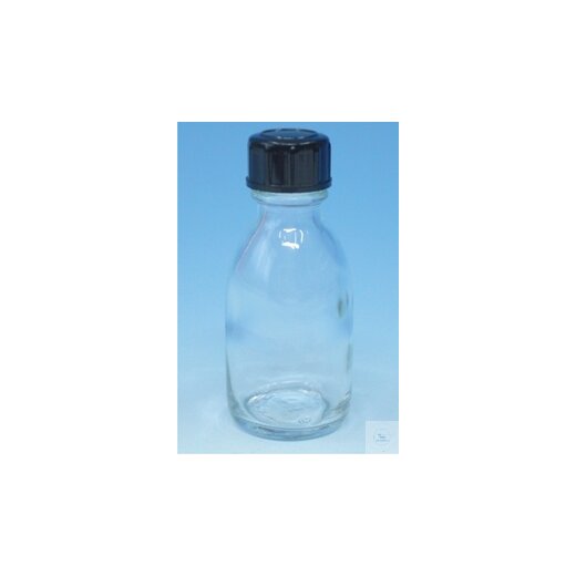 Enghals-Flasche 100 ml, DIN-Gewinde GL 22, komplett mit Schraubkappe und