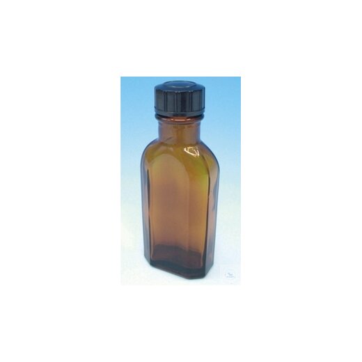 Meplat bottles, 100 ml, amber glass, DIN thread, complete with screw cap,