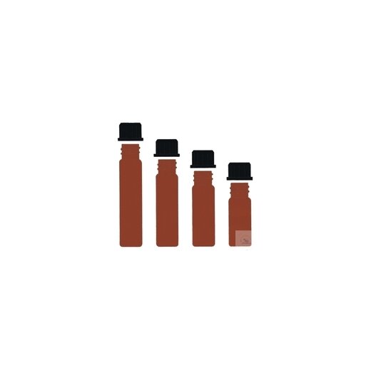 Sample bottles, amber glass, 100 ml, with thread DIN 18 and screw cap PU = 49