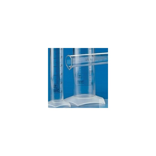 Messzylinder, hohe Form, 10 ml, blau graduiert, PMP, glasklar, VE = 10 Stück