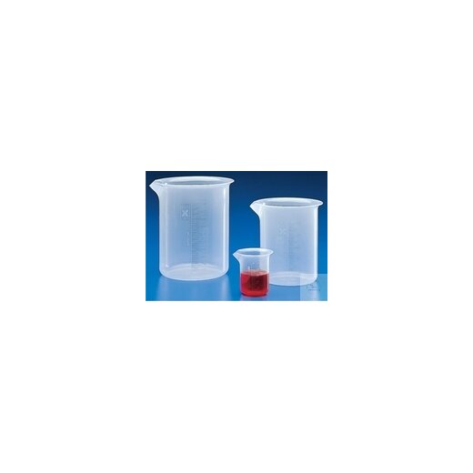 Griffin Becher 50 ml, PP, transparent graduiert, erhaben, mit Ausguss,