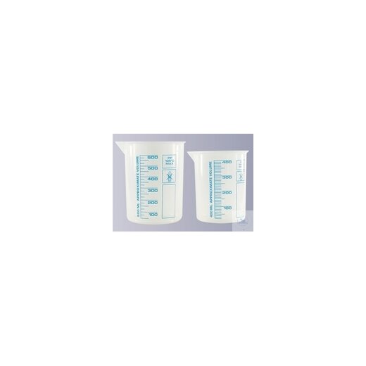 Griffin beaker, 1000 ml, PP, colour graduated, transparent, graduation 100 ml,