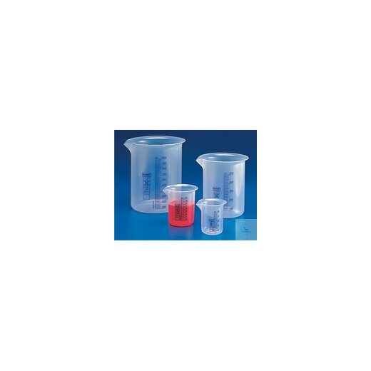 Griffin beaker, 5000 ml, PP, colour graduated, transparent, graduation 500 ml,