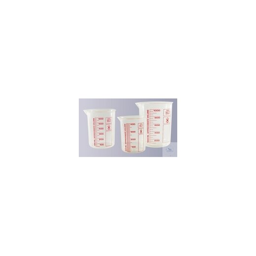 Griffin beaker, 25 ml, PMP, colour graduated, clear, graduation 5 ml, Ø 38
