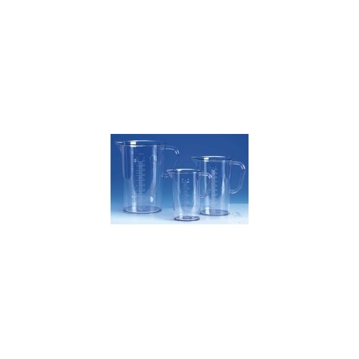 Measuring beaker, with handle and spout, graduated, SAN, crystal clear 3000:100 ml, Hö