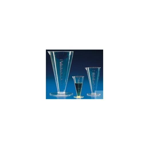graduations, pointed conical, DIN-B, 1000:20 ml, PMP, graduated, round foot and